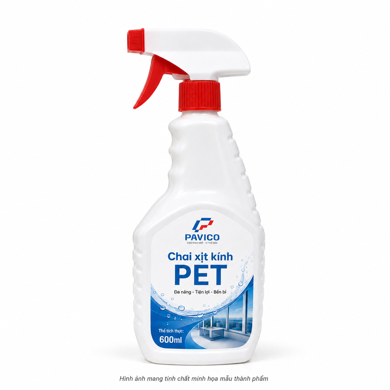 Chai xịt kính trắng sứ PET 600ml Pavico dùng cho nước lau kính và hóa phẩm gia dụng