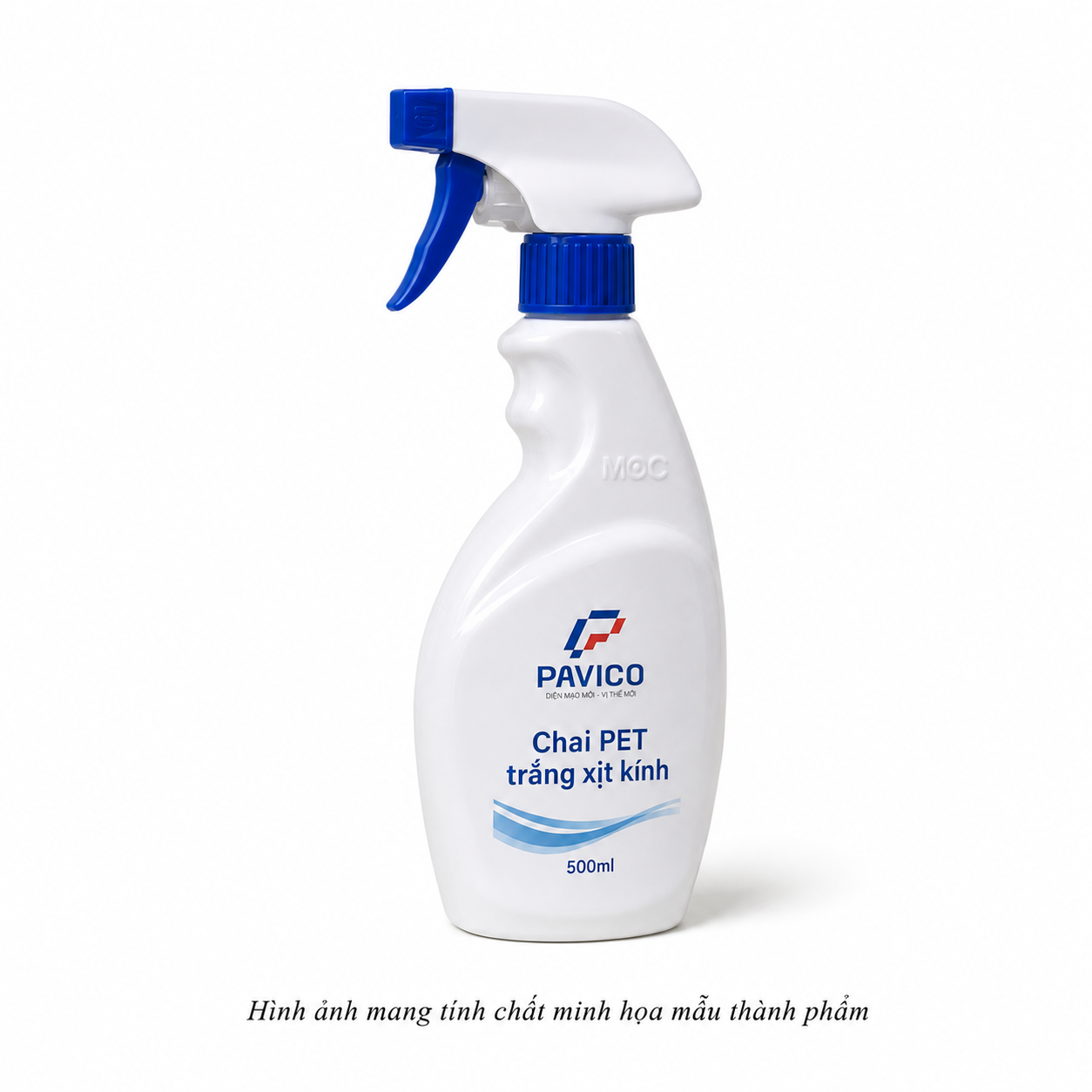 Chai xịt kính 500ml nhựa PET trắng với đầu xịt xanh trắng Pavico