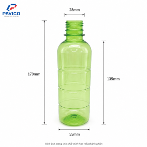 Thông số kích thước chai đựng nước PET 330ml cao 170mm, đáy 55mm