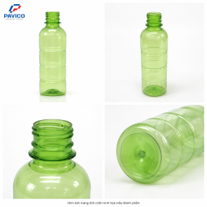 Chai đựng nước PET 330ml xanh trong nhìn từ nhiều góc