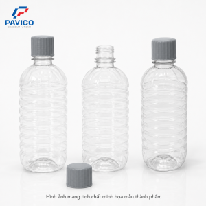 Các góc chụp chai nhựa PET CM500 gồm chai đóng nắp, mở nắp và nắp vặn rời