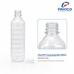 Chi tiết chai PET đựng dấm 500ml cổ ren 28mm trọng lượng 17g