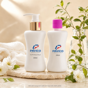 Chai đựng sữa tắm dầu gội 200ml thiết kế trắng sứ dáng eo