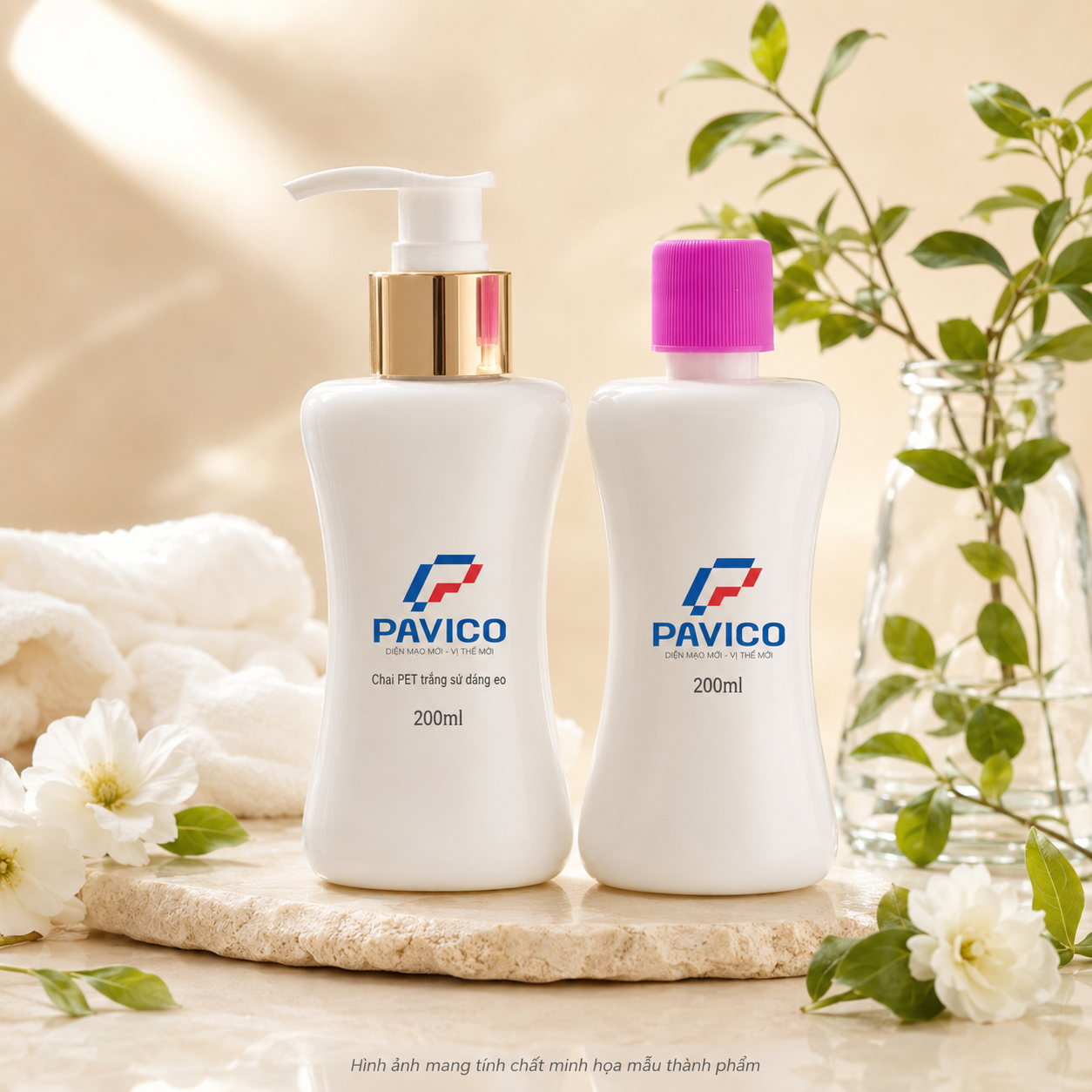 chai đựng sữa tắm dầu gội 200ml Chai đựng sữa tắm dầu gội 200ml thiết kế trắng sứ dáng eo