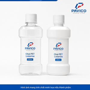 Hai mẫu chai listerin 200ml trong suốt và trắng sứ