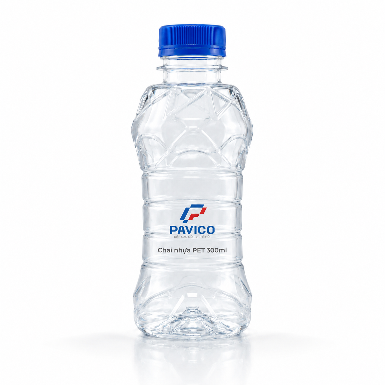 Chai nhựa PET 300ml trong suốt nắp vặn xanh Pavico