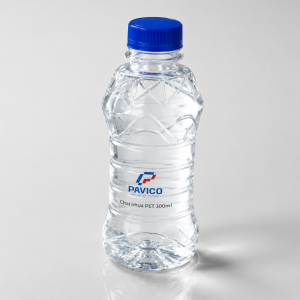 Chai nhựa PET 300ml thiết kế trong suốt góc nghiêng