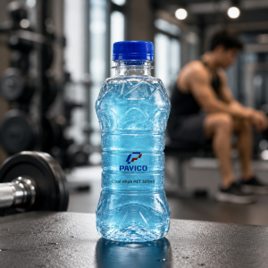Chai nhựa PET 300ml đựng nước uống thể thao trong phòng gym